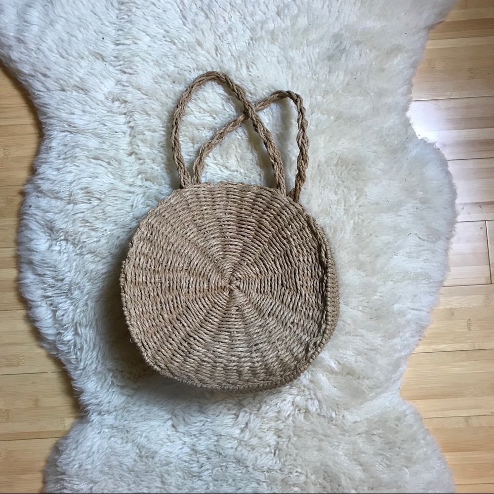 Jute straw boho braided summer beach bag